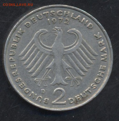 ФРГ 2 марки 1972 г.D  23.06.15 г. 22 -00 МСК. - ФРГ 72