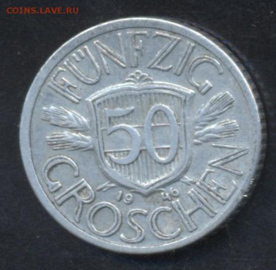 Австрия 50 грошен 1946 г.   23.06.15 г. 22 -00 МСК. - Австрия 46