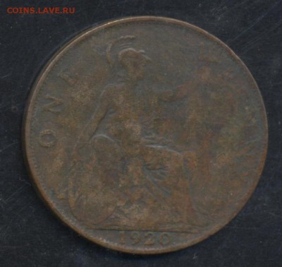 Великобритания 1 пенни 1920 г.  23.06.15 г. 22 -00 МСК. - Британия 20