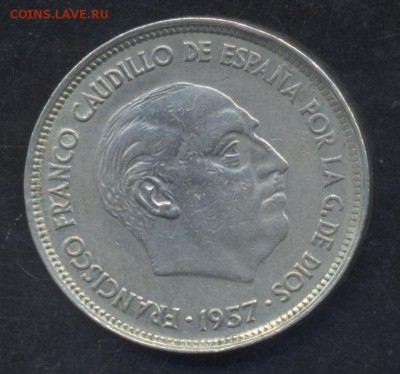 Испания 25 песет 1958 г.  23.06.15 г. 22 -00 МСК. - Испания 25