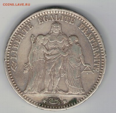 Ag ФРАНЦИЯ 5 ФРАНКОВ 1874К ДО 25.06 В 22.00МСК (Б224) - 5-фр5ф74