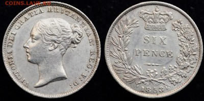 Несколько иностранных монет на предпродажную оценку - 6пенсов1853_1