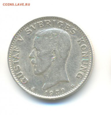 Ag. Швеция 1 крона 1939. XF. до 27.06 22:00 - 7