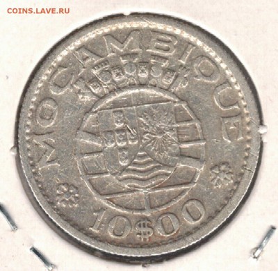 Ag Порт.Мозамбик 10 эскудо 1954 до 29.06 в 22.00ч (Б219) - 5-моз10э54а