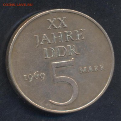 ГДР 5 марок 1969 г.  27.06.15 г. 22 -00 МСК. - ГДР 69