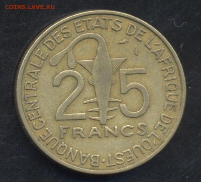 З. Африка 25 франков 1990 г.   27.06. 15 г. 22 -00 МСК. - Африка 25