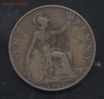 Великобритания 1 пенни 1917 г.   27.06. 15 г. 22 -00 МСК. - Британия 17