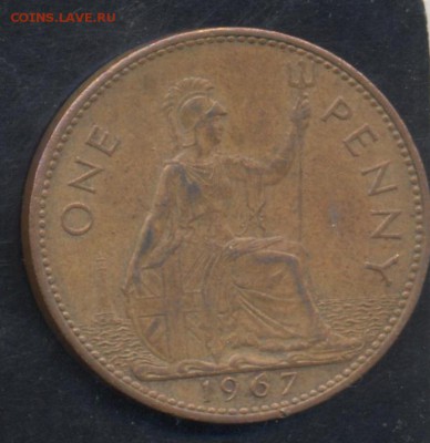 Великобритания 1 пенни 1967 г.   27.06. 15 г. 22 -00 МСК. - Британия 67