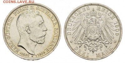 3 марки 1909 Шварцбург-Зондерсгаузен, обычная. - 865811_0_original