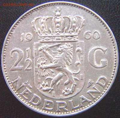 Нидерланды_2,5 гульдена 1960. Отличное серебро_28.06_22.58м - 10084