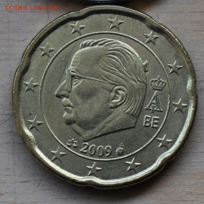 два бельгийских двадцатьчика с браком штемпеля - 20С2009