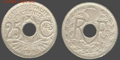 Франция 25 сантим 1920 до 21.00 мск 06.07.2015 - Франция 25 сантим 1920
