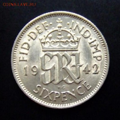 4 - Великобритания 6 пенсов (1942) «Георг VI» Ag Р