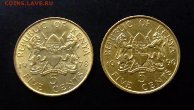 4 - Кения (набор - 5 центов XF) (2 шт.) Р