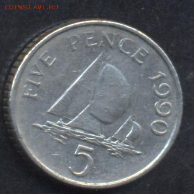 Гернси 5 пенсов 1990 г.   3.07.15 г. 22 -00 МСК. - Гернси 5