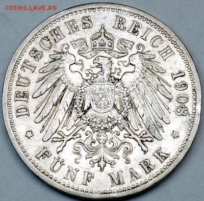 Германия. Пруссия_5 марок 1908; до 04.07_22.06мск - 10129
