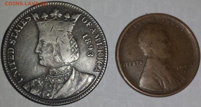 25 центов 1893 +1 цент 1909 Штаты - опносапрвс 001