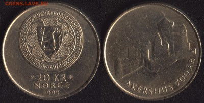Норвегия 20 крон 1999 "Крепость Акершус" до22:00мск 10.07.15 - 1999