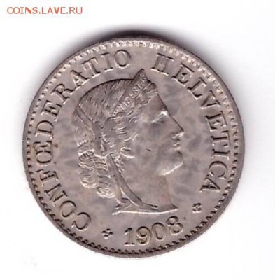 Швейцария 5 раппенов 1908 год до 10. 07 до 22-00 - 51
