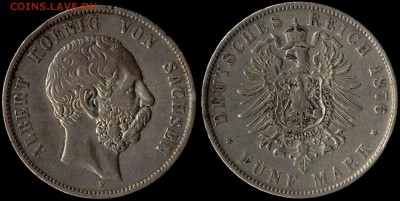 5 марок 1876г Саксония до 10.07.15г 22.00 мск есть блиц - Панорама18