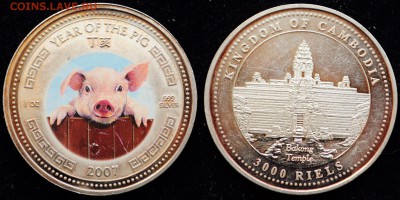 3000 риель 2007г. Год свиньи, Камбоджа -09-07-15 в 22-00- - Серебро_1_4