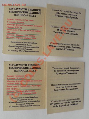 Таджикистан. Серебро. Малые тиражи - Tajik.Ag.3&5Som.Cert
