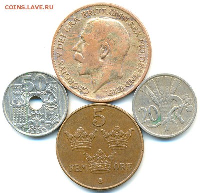 4 иностранные монеты 1921-1950-1963; до 10.07_22.00мск - 10176