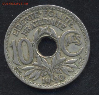 Франция 10 сантимов 1920 г.   12.07.15 г. 22 -00 МСК. - Франция 20