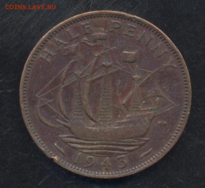 2 пенни 1943 г.  12.07.15 г. 22 -00 МСК. - Британия 43