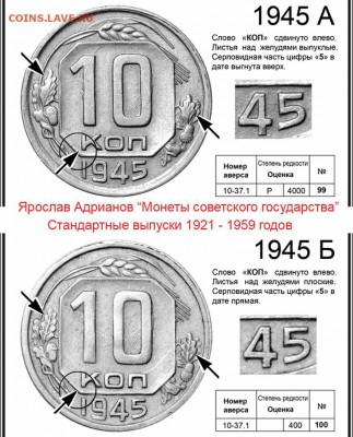 10 копеек 1945 года - 10 копеек 1945 А и Б