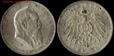 5 марок 1911 Бавария Луитпольд до 18.07.15 г 22.00мск - 14