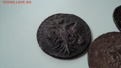 Пять копеек 1727 и 4 монетки денга 1731 гг - DSC07574.JPG