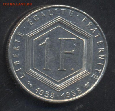 Франция 1 франк 1988 г.  19.07.15 г. 22 -00 МСК. - Франция 88
