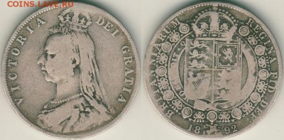 Британия, полкроны 1892, с 200!  - до 22-00мск 21.07 - GB-hk-1892