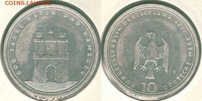 Германия, 10 марок 1989, с 200!  - до 22-00мск 21.07 - 10m-1989