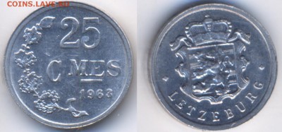 Люксембург 25 сантимов 1963	 до 	25.07.15	 22:00 МСК - А2-34