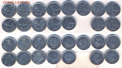 Бельгия 1 франк, погодовка 1989-1998, 15 штук	 до 	25.07.15 - Копия A_028