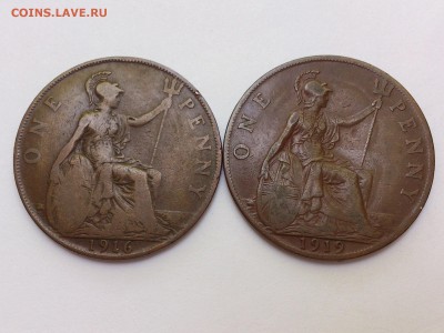 1  ПЕННИ  1916 , 1919 г.  АНГЛИЯ . до 22.07. в  22 - 10 мкс - DSC_2922