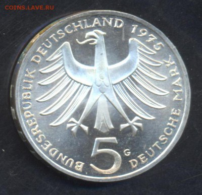 ФРГ 5 марок 1975 г.G  23.07.15 г. 22 -00 МСК. - 5 м. 75 G