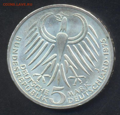 ФРГ 5 марок 1975 г.J    23.07.15 г. 22 -00 МСК. - 5 м. 75 J