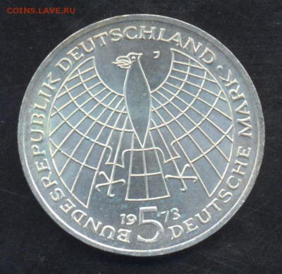 ФРГ 5 марок 1973 г.J  23.07.15 г. 22 -00 МСК. - 5 м. 73