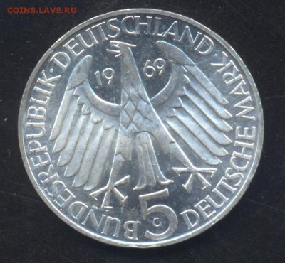 ФРГ 5 марок 1969 г.G   23.07.15 г. 22 -00 МСК. - 5 м. 69 G