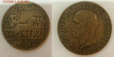 Италия 20 лир 1927 на определение подлинности - norma