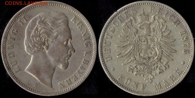 5 марок 1875 Бавария  до 27.07.15 г 22.00 мск - 1875