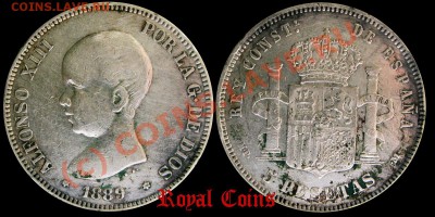 5 ПЕСЕТ СЕРЕБРО Альфонсо XII, Альфонсо XIII продам - 680