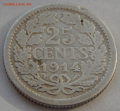 Нидерланды 25 центов 1914, до 01.08.15 в 22:00 МСК - 4557