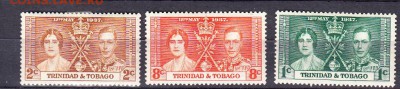 марки колонии Тринидад и Тобаго 1937г королева - 33