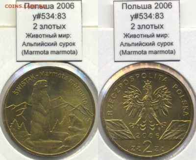~ЖИВОТНЫЕ~ПОЛЬША~ 2006 2zł Сурок y#534:83 до 30.07 - Poland_y534_83_2006_2zl