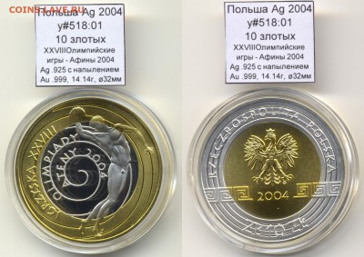 ~БИМ~СПОРТ~ПОЛЬША~Ag~ 2004 10zł Афины y#518:01 до 30.07 - Poland_Ag_y518_01_2004_10zl_Ateny