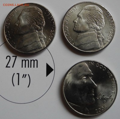 США 5 центов 2004-2005 3шт до 31 июля - USA - 5 cents - 2